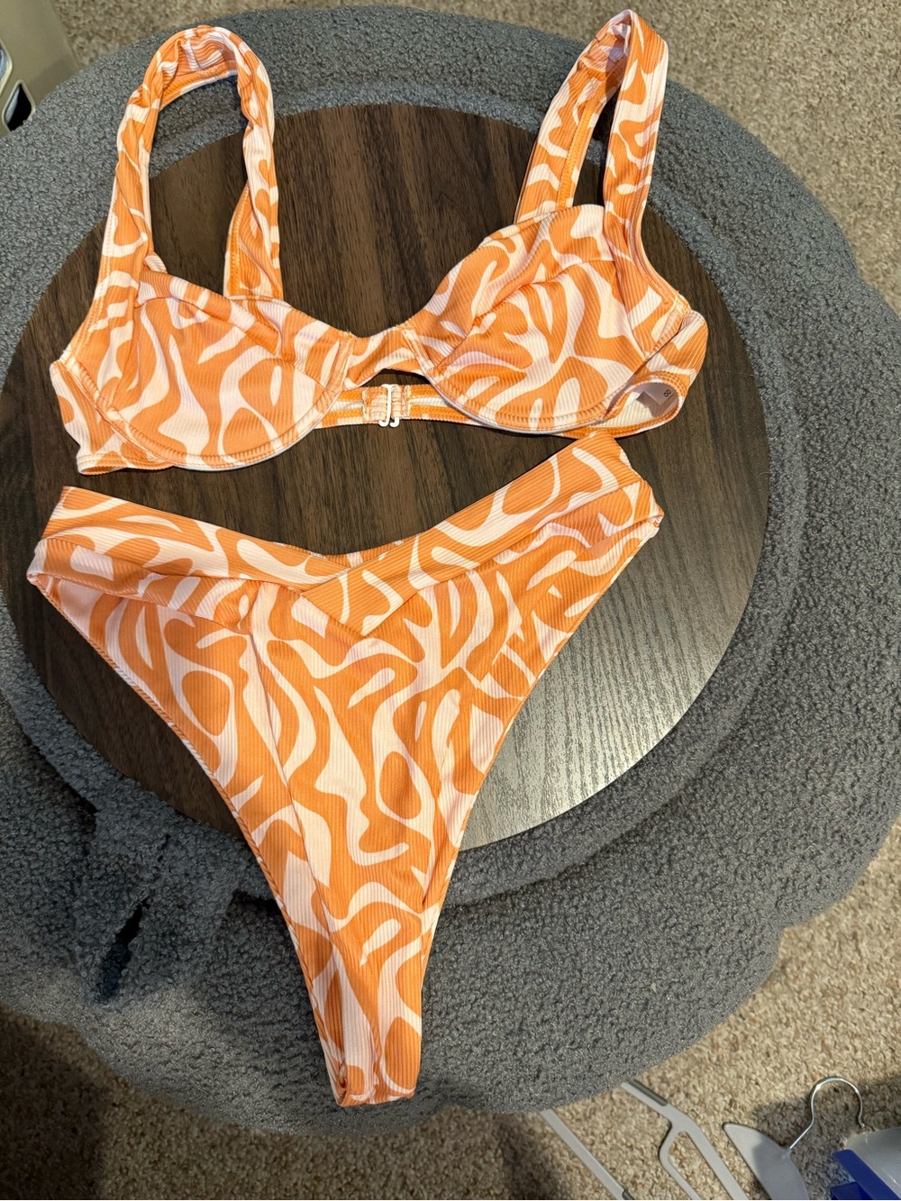 Orange Abstract Print Women's Bikini Set
